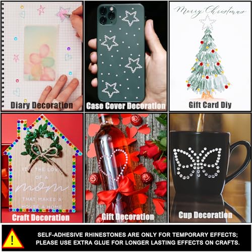 1038 Pcs of Hair Face Gems Rhinestones Pearls Stick on 15 Colors Hearts Star Gems Stickers Self Adhesive Face Hair Jewels, Stick on Rhinestones Pearls Stickers for Hair, Face, Festival Makeup, Crafts