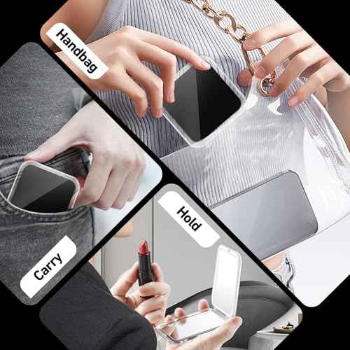 Compact Mirror, 30X Magnifying Mirror, Square Travel Makeup Mirror, 3.3x3.3 inch Small Pocket Mirror, Women's Magnetic Portable Mirrors with Precision Tweezers, Black