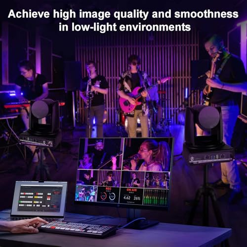 ADKIDO PTZ Camera 10X Optical Zoom Video with SDI Cameras, HDMI Camera Support PTZ Control and IP Live Streaming Output for Conferencing, Church