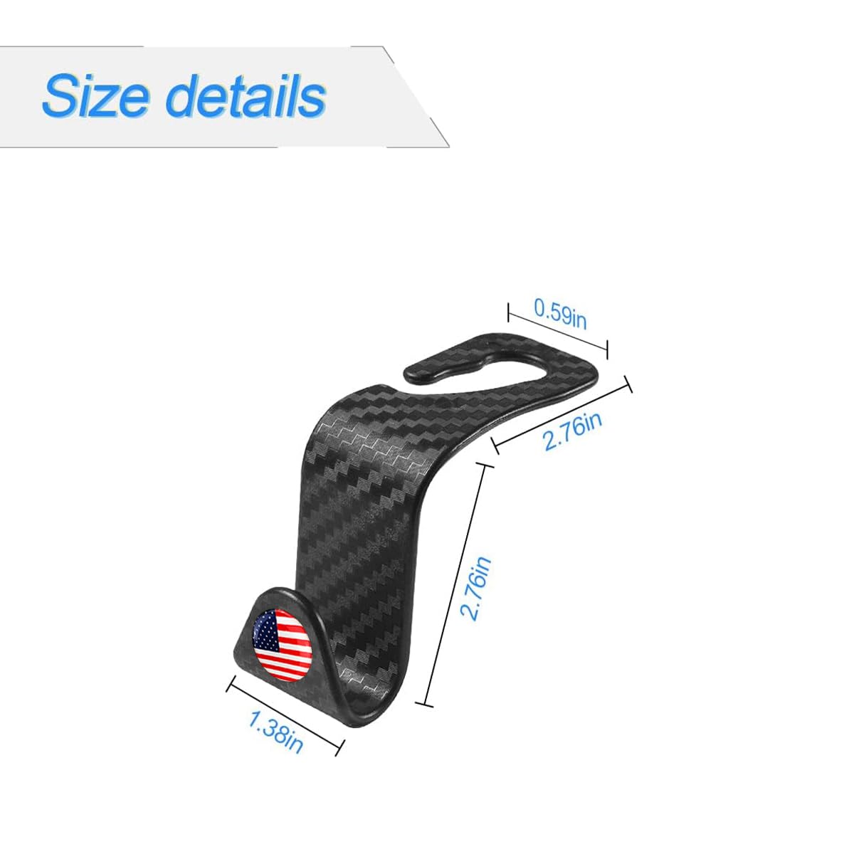 4PCS Car Seat Headrest Hooks, Auto Back Seat Hanger Holder, Durable Stylish Vehicle Organizer Universal Car Interior Accessories, Storage Hooks for Purses, Bags, Clothes, Coats (Carbon Fiber/Red Flag)