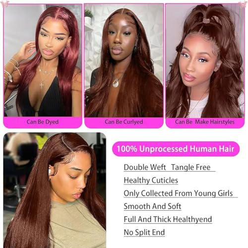 YISEA Straight Human Hair Bundles Brown #4 Color Straight 3 Bundles (16 18 20Inch)100% Unprocessed Hair 12A Brazilian Virgin Chocolate Brown Human Hair Bundles