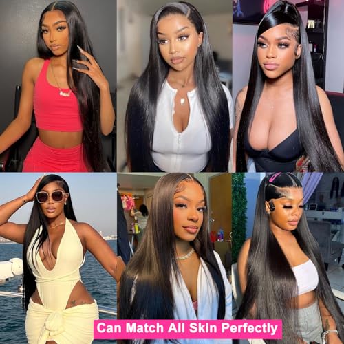 13x6 Lace Front Wigs Human Hair Pre Plucked 22Inch Straight Lace Front Wigs Human Hair 180% Density Wigs For Black Women Wigs with Baby Hair Natural Black
