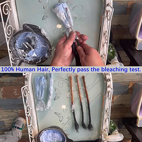 6 Inch 0.4cm Thickness Dreadlock Extensions Human Hair 60 Strands Locs Extensions Real Human Hair, Natural Black for Women Men Kids Full Handmade Permanent Locs Can Be Dyed and Bleached