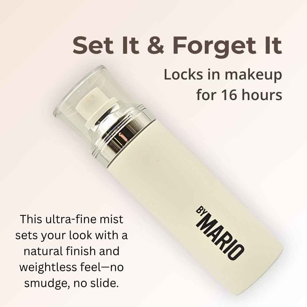 MAKEUP BY MARIO SurrealSkin 16HR Soft Setting Spray, Alcohol-Free, Hydrating Mist for Natural, Long-Lasting Makeup, with Hyaluronic Acid & Vitamin C, 3.38oz