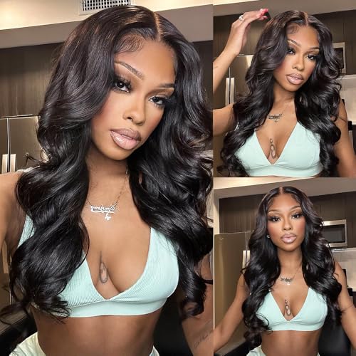 13x6 Lace Front Wigs Human Hair 200% Density Body Wave HD Lace Front Wigs Human Hair Pre Plucked Natural Color Glueless Wig 100% Virgin Human Hair Lace Front Wigs for Women 26 Inch