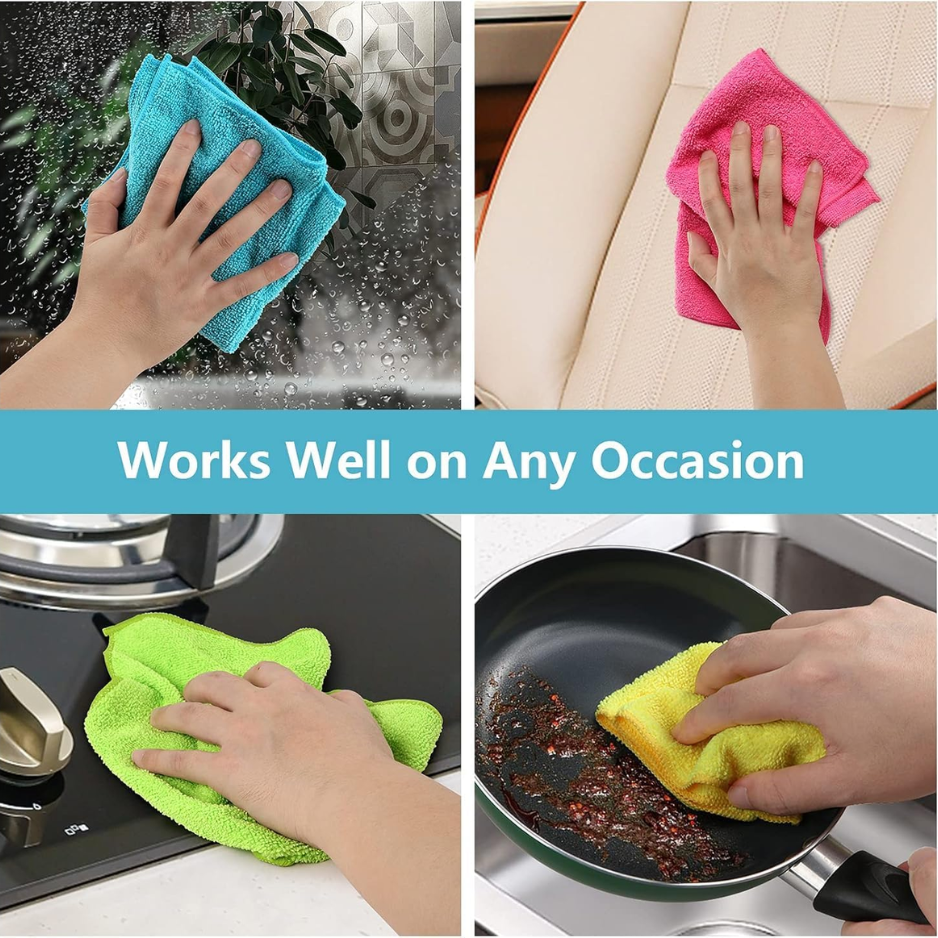 12-Pack Microfiber Cleaning Cloths - Lint-Free Absorbent Rags for Multi-Use