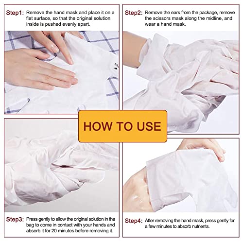 CGBOOM 5 Pairs Hand Masks Moisturizing Gloves, Hand Skin Repair Renew Mask Infused Collagen, Vitamins + Natural Plant Extracts for Dry, Aging, Cracked Hands (Honey and Milk)