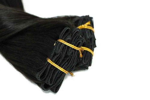 HUAYI Natural Color Jet Black 120g 7Pcs Clip In Hair Extensions Human Hair Soft Silky Thick End Tangle Free Full Head Hair Extensions Balayage Hair (1#16'')