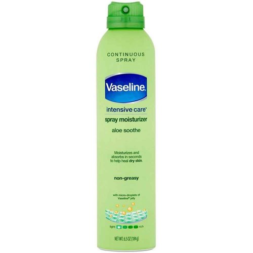 Vaseline Spray & Go Moisturizer, Aloe Fresh, 6.5 oz (Pack of 5)