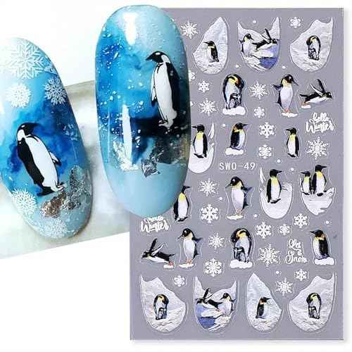 Christmas Nail Art Stickers - Santa Claus, Elk & Gingerbread Man Designs, Winter Xmas Decals, Self-Adhesive, Cute Supplies for Women, 6Pcs