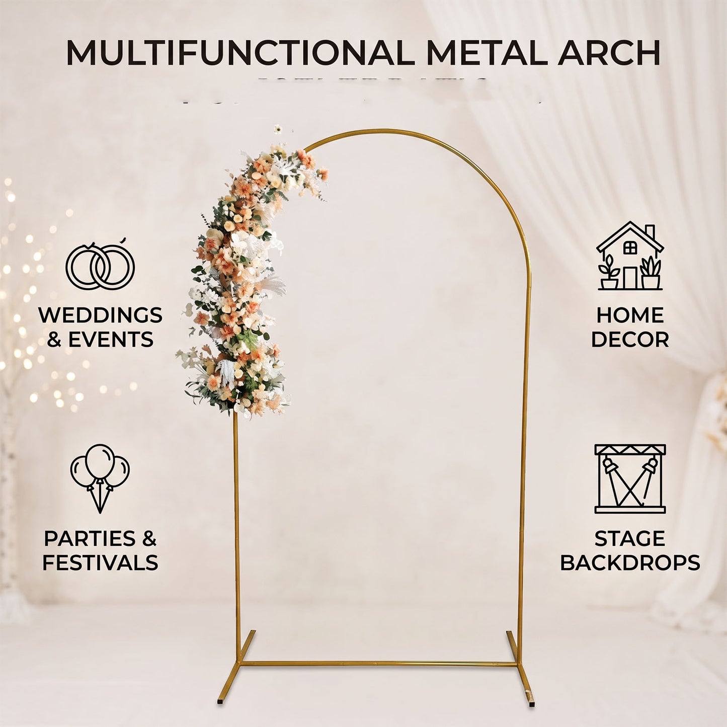 Metal Arch Kit - Gold Iron Support for Weddings & Events