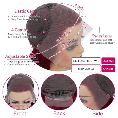 Burgundy Lace Front Wigs 13x4 HD Transparent Body Wave Lace Front Wigs Pre Plucked 180% Density Glueless Wine Red Wigs for Women (26)