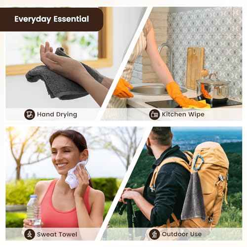 SEMAXE 100% Cotton Washcloths 12-Pack, 13 ¡¿ 13 Inch Soft Luxury Face Towels ? Super Absorbent & Quick-Dry, Premium Cloth with Hanging Loop, Oeko-TEX Certified, Gift-Ready Box