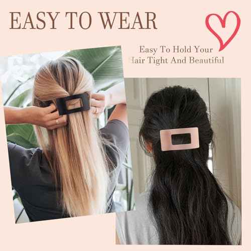 Flat Hair Clips Claw for Women,Ergonomics Large Flat Claw Clips for Girls, Non-Slip Strong Hold French Hair Clips for Thick Thin Hair Pack of 4