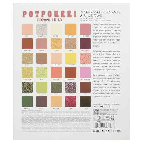 RUDE Cosmetics Flower Child 30 Pressed Pigment and Shadows - Potpourri for Women - 1 oz Eye Shadow (Pack of 3)