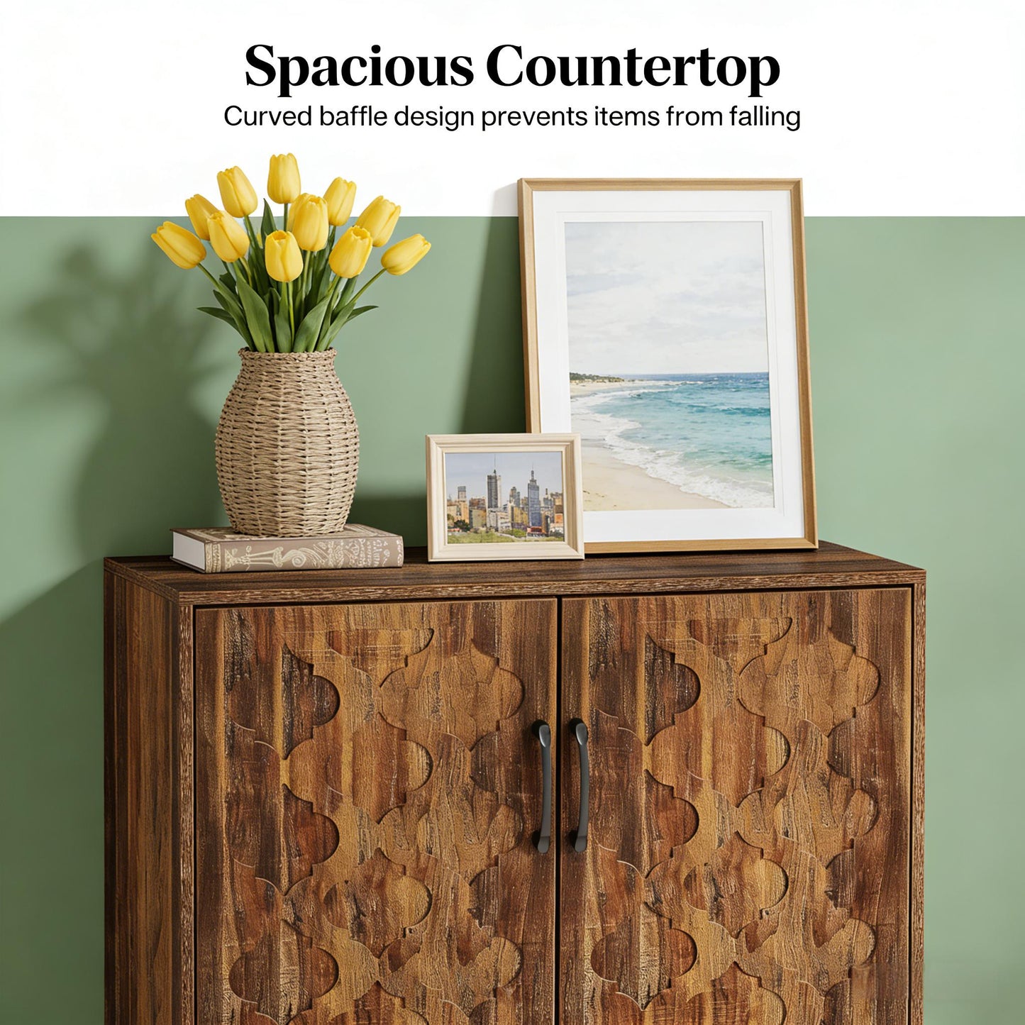 Vintage Shoe Cabinet with Generous Storage Space - Brown
