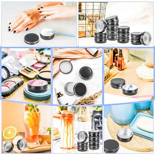 MotBach 24Pack 1oz Tin Jars, 30ml Metal Tin cans, 1Ounce Aluminum tin can jar Containers with Screw Lid for Lotion Bars, Toiletries, Creams, Samples, Makeup Cosmetic, Spices, Salve, Balms, Beard Balm