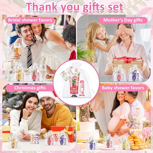40 Sets Hand Cream Bulk and Lip Balm Bulk Gifts, Stocking Stuffers for Women Teengirls, Christmas Gifts,Bridesmaid Gifts for Guests with Thank You Card Organza Bags,Thank You Gifts, Small Gifts