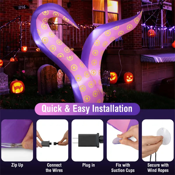 6.5ft Giant Inflatable Tentacles Halloween Decor with LED Lights