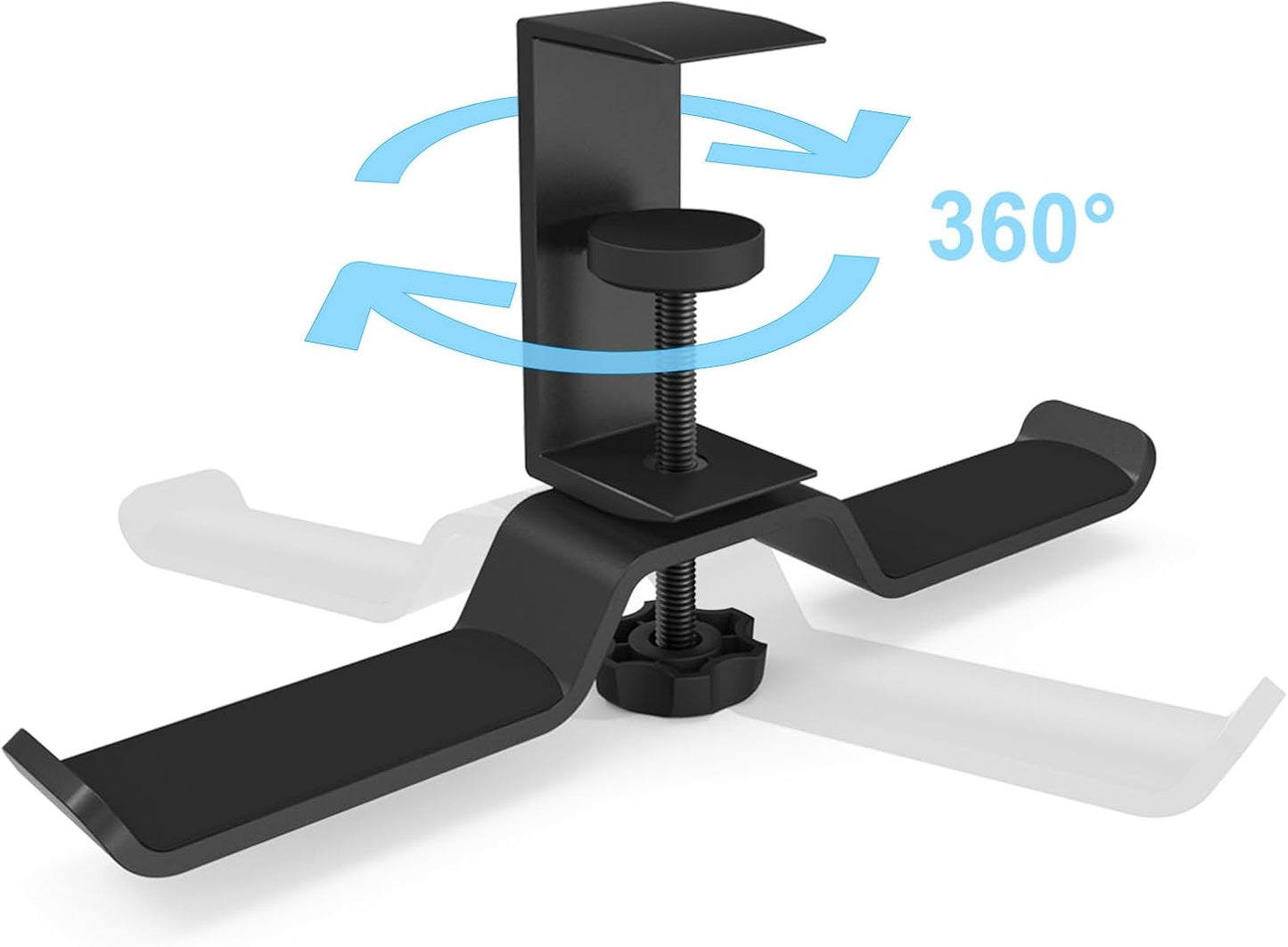 aceyoon Under Desk Headphone Hanger, Aluminum Headphone Stand,Headset Holder Space-Saving for Bag/Backpack/Gaming Headphone, Black