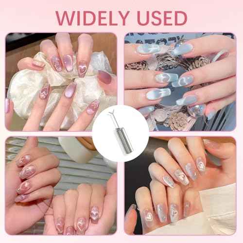 3 Pack Heart Magnet for Cat Eye Gel Polish, Heart Magnet for Nails, Cat Eye Magnetic Nail Art Tool Set,Magnet Sticks with Y-Shaped Guide, Professional Nail Magnet for Home and Salon