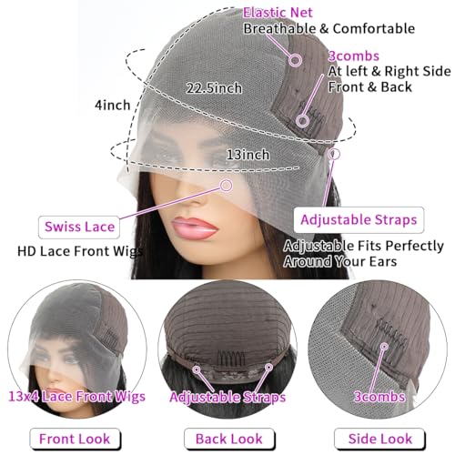 Deep Wave Lace Front Wigs Human Hair Wig for Woman 13x4 Hd Deep Curly Lace Front Wig Human Hair Pre Plucked Deep Wave Lace Frontal Wigs (24 Inch)