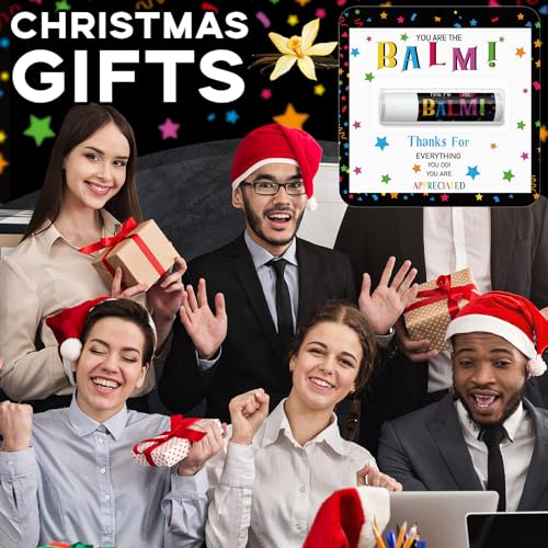 90 Pack Christmas Employee Appreciation Gifts Bulk Lip Balm Teacher Staff Team Xmas Thank You Gift You're the Balm Thanksgiving Party Favors Christmas Stocking Stuffers for Women Men Volunteer