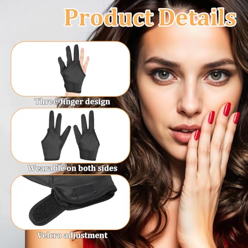 2 Pcs Heat Resistant Gloves for Hair Styling, Three-Finger Professional Curling Iron Barber Glove, Reusable Hair Dye Heat Protector Gloves, Proof Sublimation for Curling Wand Flat Iron Hot-Air Brush