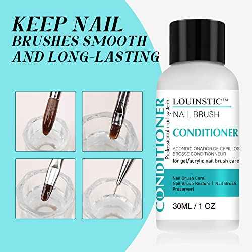LOUINSTIC Nail Brush Cleaner and Conditioner - Quickly Clean Gel Nail Brushes, Paint Brushes, Airbrushes, Art Tools, Preserver and Restorer for Kolinsky Acrylic Brush Etc.