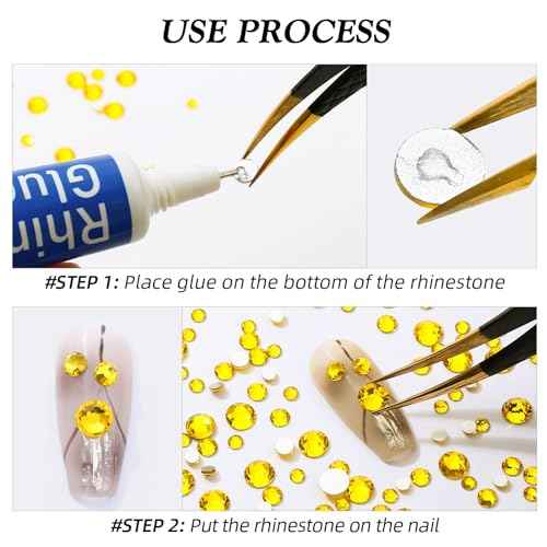 Citrine Flatback Rhinestones, Glass Rhinestones for Nail Art and Craft, Glue Fix, Loose Crystal Gemstones(Yellow, SS20, 1440pcs, 4.6-4.8mm)