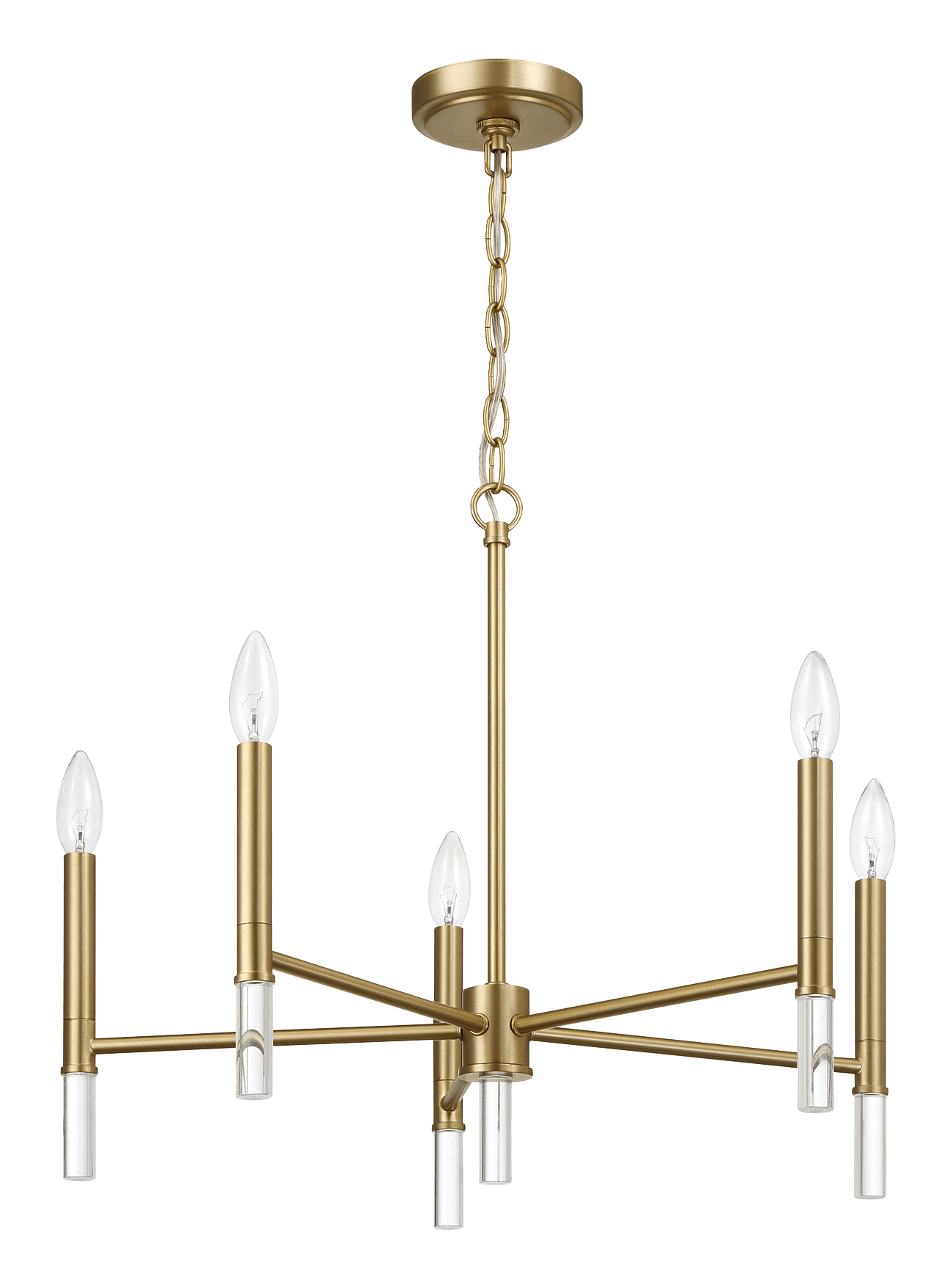 Courtyard Five Light Golden Brass Candle Chandelier 24 W X 17.75 H