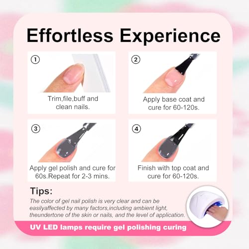 CAMILA ¢¯ Pink Gel Nail Polish Set 6pcs UV/LED Soak-Off Gel Polish (12ml) - Long-Lasting Nail Art Kit (Pink)