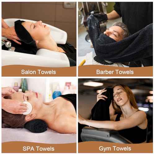 Orighty Salon Towels 48 Pack, Microfiber Hair Salon Towel 16 x 29 Inch, Super Soft and Absorbent Black Towels for Salon, Hand, Gym, Bath, Spa and Home Hair Care, Not Bleach Proof