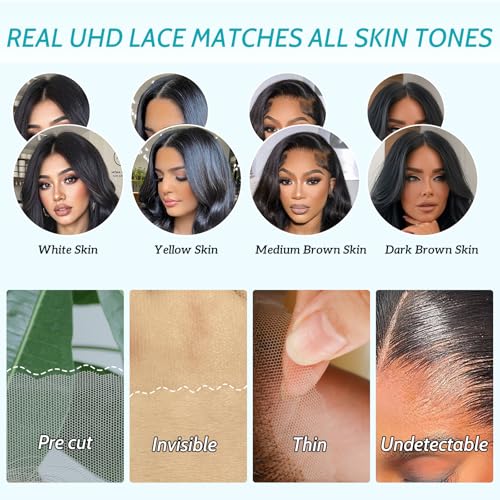 Bob Wig Human Hair 10inch Straight Bob Wig 100% Brazilian Human Hair,13x4 HD Bob Lace Front Wigs Human Hair Natural Black Bob Wigs Human Hair Pre Cut 12A Double Drawn Bob Wig 220 Density