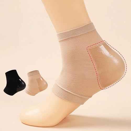 4PCS/Set Moisturizing Heel Socks - Silicone Softening Covers for Dry Feet (Heel Socks for Dry Cracked Feet), Silicone Heel Protector for Women and Men, Black
