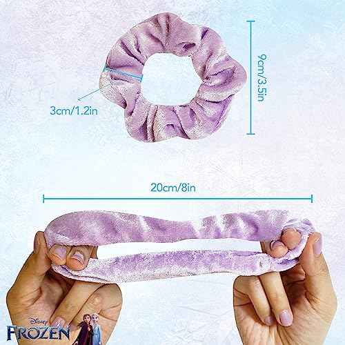 Frozen Princess Elsa Hair Accessory 5 Pcs Set - 1 Regular 9 inch Frozen Hairbrush & 4 Frozen Scrunchies - Detangling Brush & Elastic Hair Ties Ropes for Girls, Ages 3+