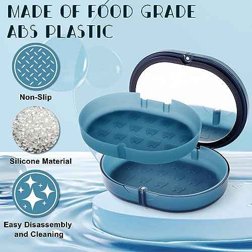New Double-layer Retainer Storage Case with Belt Chewing,Removal Tool,Cleaning Brush,Built in Mirror Orthodontic Retainer Case