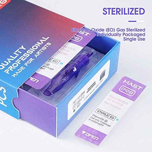 Mast Tattoo Needles Assorted 50Pcs Tattoo Cartridge Needles Round Liner #10 Mixed Sizes 1RL 3RL 5RL 7RL 9RL Disposable Membrane for Tattoo Gun