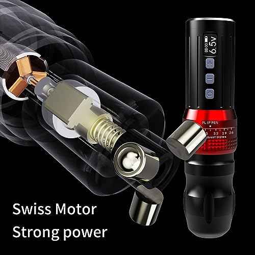 BIGWASP Z1 Wireless Rotary Tattoo Cartridge Machine Pen 2,000mAh Battery Power Tattoo Gun Coreless Swiss Motor with Adjustable 6 Strokes 2.6mm ~ 4.0mm for Professional Tattoo Supply & Artists (Grey)