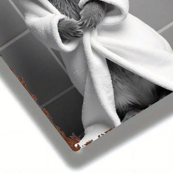 Black and White Rabbit Metal Sign - 8x12 Inch Wall Art