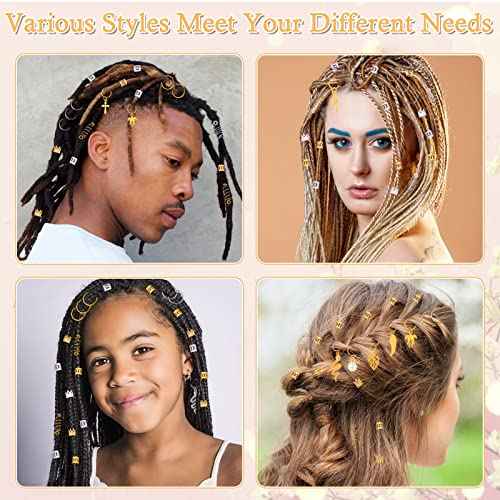 294Pcs Hair Jewelry for Braids Loc Jewelry for Hair Dreadlocks, Braid Accessories for Women Men, Gold Braid Accessories with Cuffs Charms Pendants