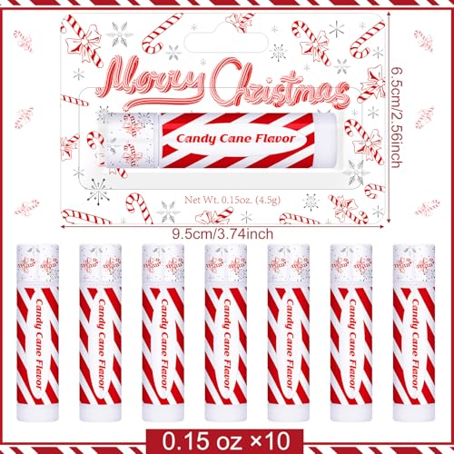 100 Pack Christmas Candy Cane Peppermint Lip Balms Bulk Peppermint Flavor Scented Lip Balms Favors Christmas Party Gifts Stocking Stuffers for Women Men Staffs Employee Coworkers Homeless