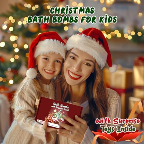 Christmas Bath Bombs for Kids with Surprise Toys Inside, 2025 Christmas Stocking Stuffers Gift for Kids, 6 Pack Bubble Bath Bomb for Boys Girls Toddlers
