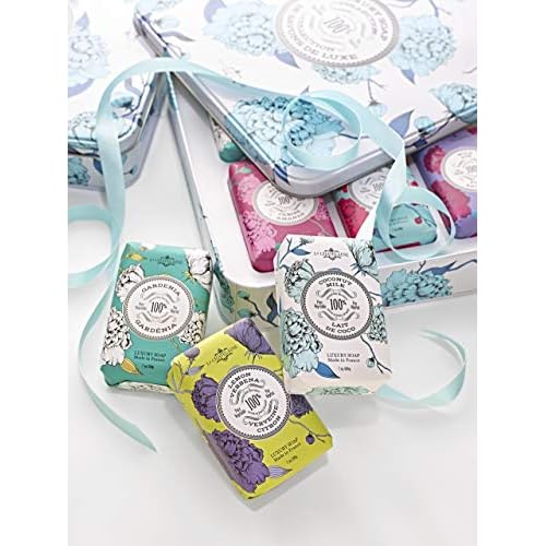 La Chatelaine Luxury Soap Collection | Oprahs Favorite Things | Shea Butter Bar Soaps, Made in France | Natural | Set of 6, 7 oz (Gardenia, Coconut Milk, Lemon Verbena, Cherry Almond, Shea, Wild Fig)