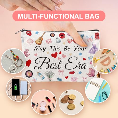 4Pcs Music Gifts Cosmetic Bag 5.91x9.06 inch Canvas Makeup Bags with Zipper Polycotton Travel Toiletry Pouches for Students Teacher Graduation Birthday Christmas Gift
