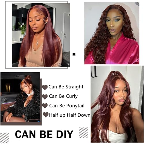 10A Cooper Red Human Hair Bundles with Closure Body Wave Reddish Brown Bundles Human Hair with Closure 12 14 16+12 Free 33B Cooper Red Brazilian Body Wave Hair