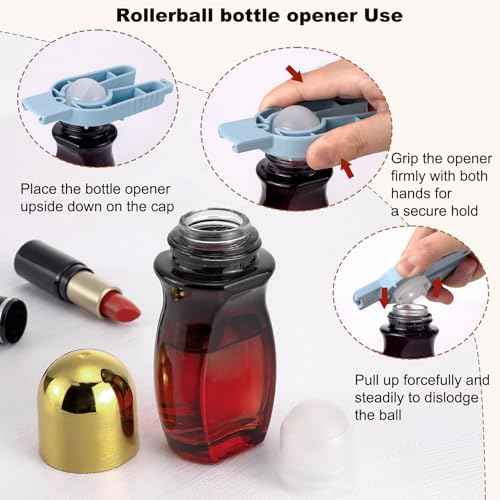 Kesell 2Pcs Glass Roller Bottles 50 ml Gradient Red Roll on Bottle with Plastic Roller Ball and Opener Empty Roller Ball Deodorant Container for Essential Oils, Perfume (Gold Lid)