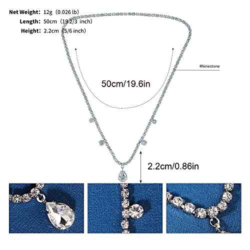 Missgrace Bridal Women Simple Silver Shining Rhinestone Waterdrop Head Chain Headband Headpiece Boho Tassel Forehead Wedding Prom Praty Halloween Hair Chain Accessories for Women