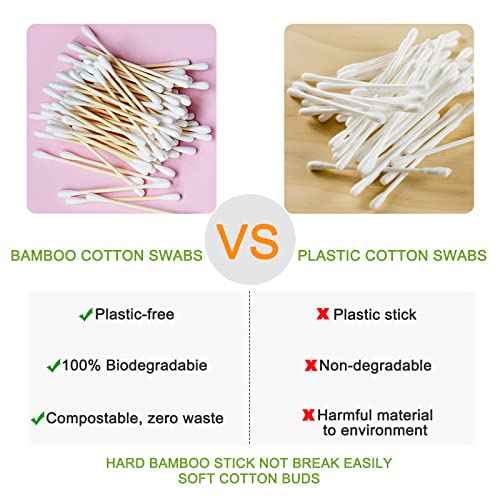 Eyxformula 1000 Count Organic Cotton Swabs, FSC Certified, Biodegradable, Double-Tips - Stronger Bamboo Sticks & Extra Cotton Buds for Ear Cleaning, Makeup, Beauty, Personal Hygiene, First Aid, Crafts
