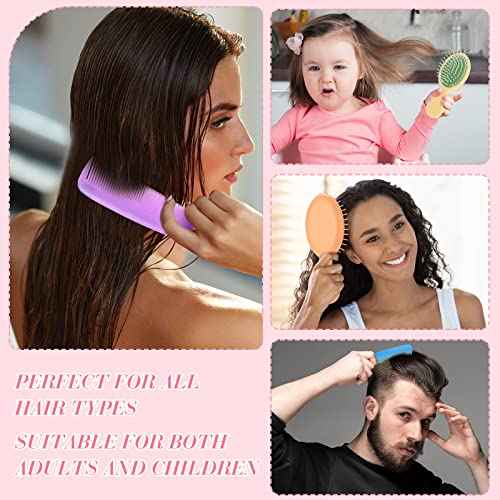 Nuanchu 12 Pcs Mini Wet Hair Brush and Comb Set Travel Brush Small Plastic Detangler Comb for Kids Toddler Baby Wet Curly Hair(Light Color)